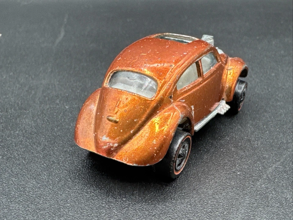 1967 Hot Wheels  Original Redlines ORANGE CUSTOM VW VOLKSWAGEN BUG White Interio - Image 3 of 4