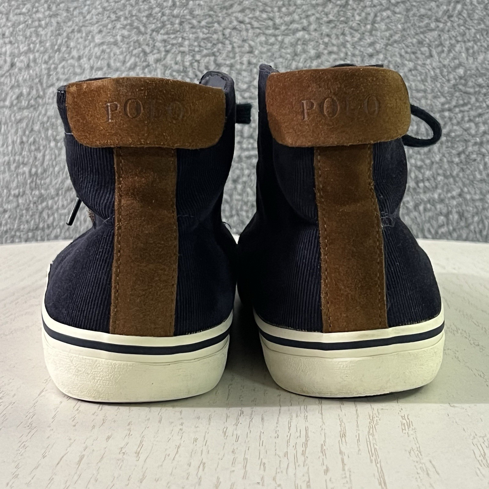 Ralph Lauren Polo Scarpe Uomo 11 Blu Velluto a coste Talin Pony Logo Retro Vibe Sneaker