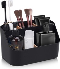 Black Bathroom Countertop Organizer   Toothbrush, Toothpaste  Makeup Holder