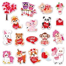 36Pcs Valentine's Day Thick Gel Clings Hearts Tree Cupid Animals Window Gel Deca