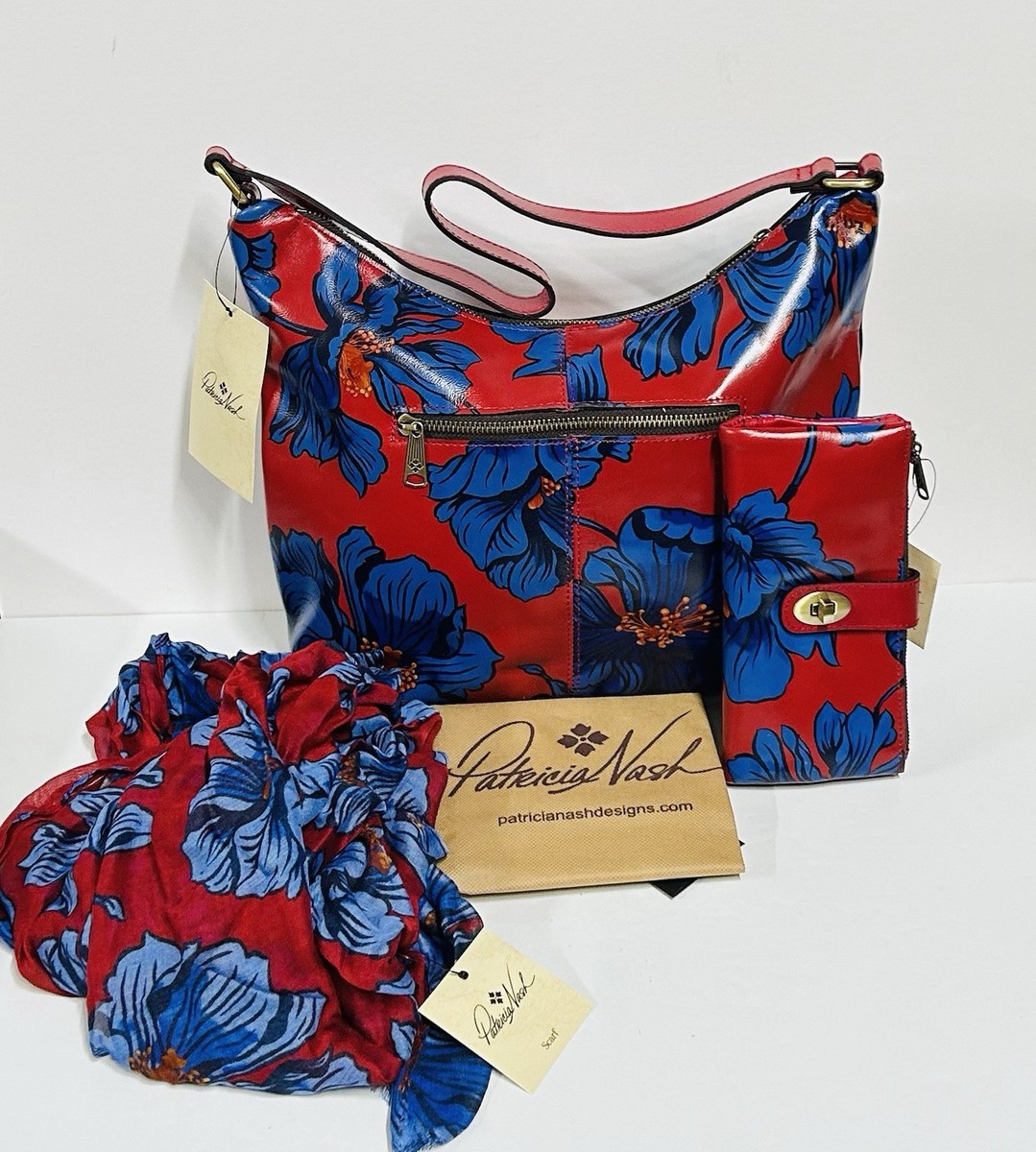 PATRICIA NASH NWT GRECIAN ROSE COLLECTION ELIA BAG, WALLET & SCARF