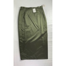 Vie Victoria Royal Olive Green Satin Maxi Pencil Skirt 16W Saks Fifth Avenue NWT