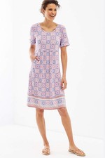J. Jill Women’s Size XS Dress Print Knit Stretch Short Sleeve Pockets