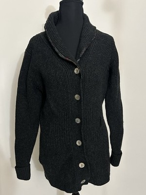 Black 100 % Virgin Wool Cardigan Vintage Chiara Ciocca Size L