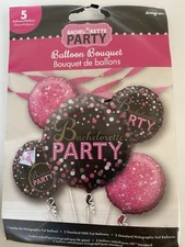 Bachelorette Party 5 Foil Mylar Balloon Bouquet Pink & Black Anagram