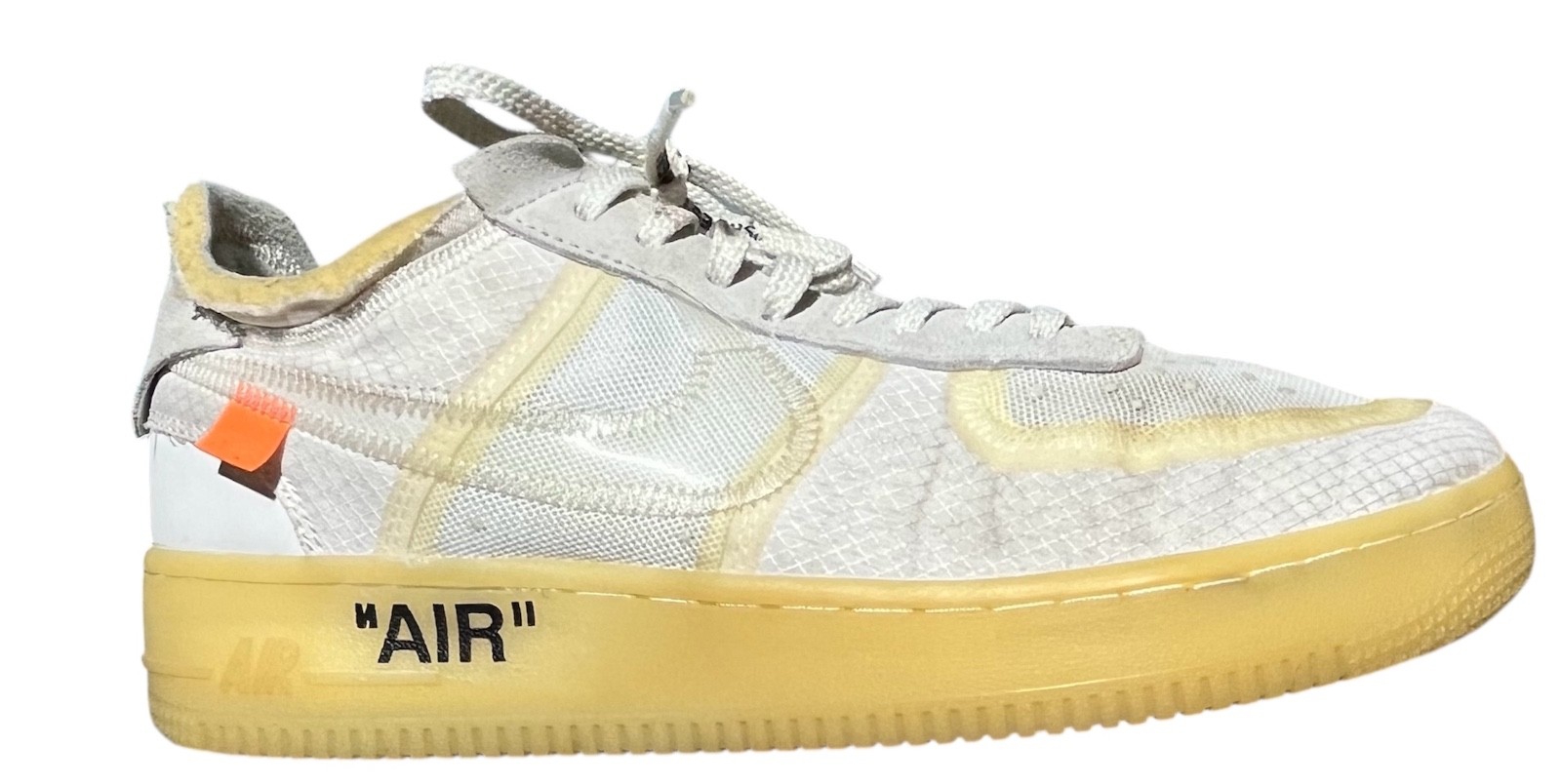 A04606 100 Off White x Nike Air Force 1 osso chiaro bianco taglia 8 5 US