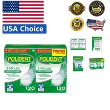 Pack of 2 Antibacterial Denture Cleanser - Clean in 3 Minutes, 240 Tablets Total