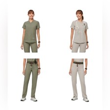 Figs Reversible Scrub Top and Bottoms Desert Sage/Bone 2XL NEW