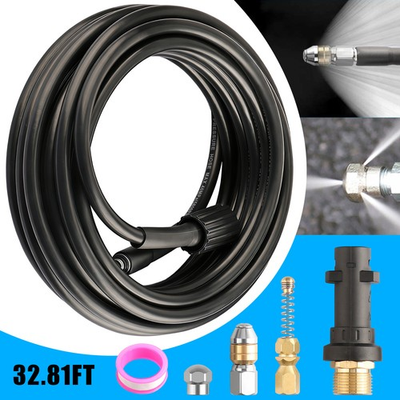 #ad 5800PSI Sewer Jetter Nozzles Kit 32FT Drain Cleaning Hose for Pressure Washer $19.99