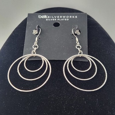 Neu mit Etikett Belk SilverWorks Ohrhänger Creolen Feinsilberplatte Boho Chic