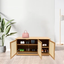 Bamboo Shoe Rack Bench Storag Organizer Entryway Hallway Bench Seat Shelf