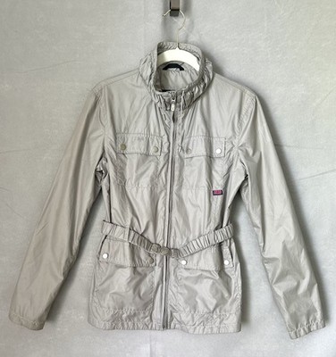 Belstaff Women's Gray Belted Utility Moto Jacket Size 14 Lightweight Field Coat