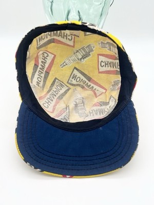 Vintage 70s Champion Spark Plug All Over Print Hat USA Made Racing