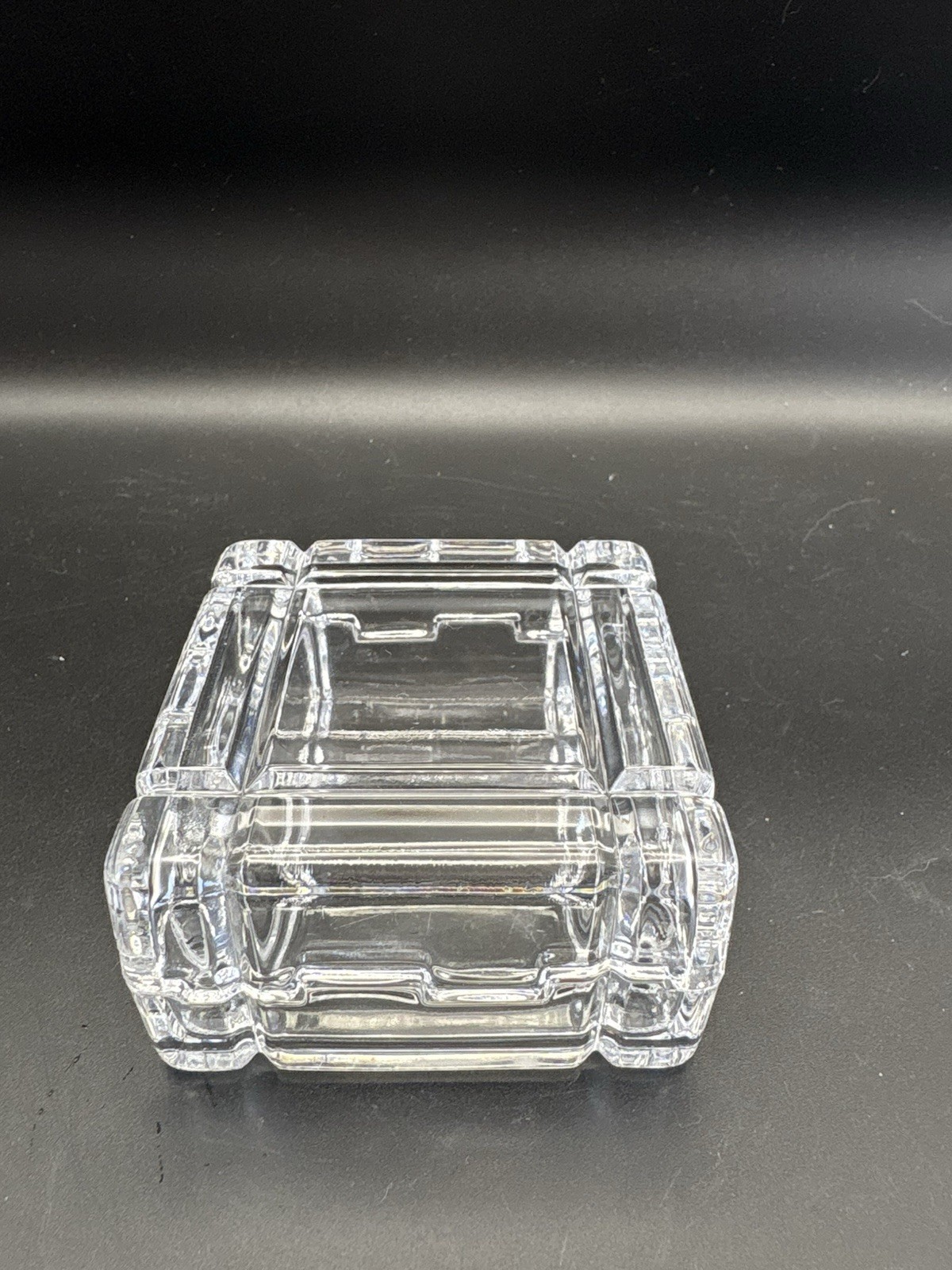 Vintage Square Lidded Crystal Box Trinket Box