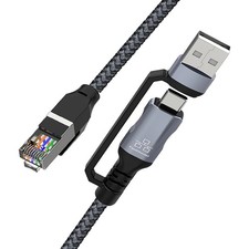 1.8M USB-A/Type-C to RJ45 Ethernet Cable 100Mbps for Laptop, Phone, Tablet NEW