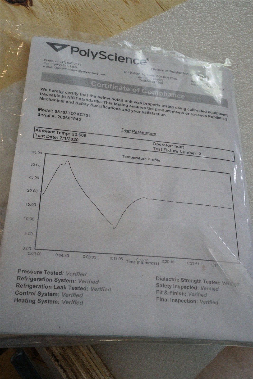 PolyScience Durachill 1.5 HP Chiller, Model 58753TD7XC751 New in Crate 