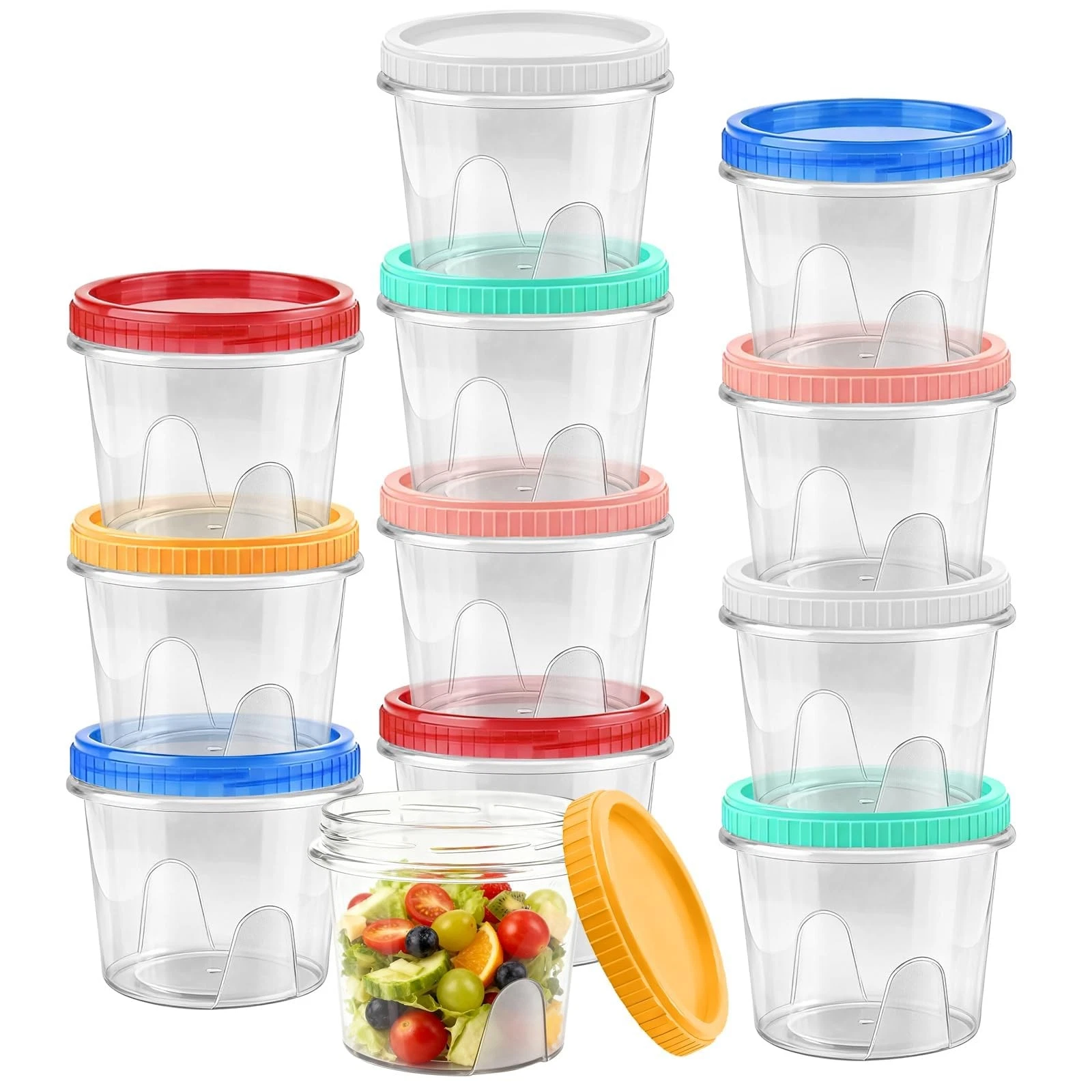 12 Pack Freezer Containers with Screw On Lids, 24oz Stackable Reusable Food S...