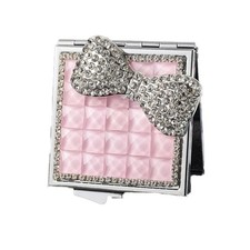 Portable Square Mini Pocket Makeup Mirror - Folding Rhinestone Compact Travel...