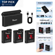 Osmo Action 6/5 Pro/4/3 Battery Pack 3x 2100mAh Lithium Ion Compatible with D...