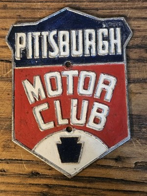 RARE! Vintage PITTSBURGH MOTOR CLUB LICENSE  TOPPER/RADIATOR EMBLEM 