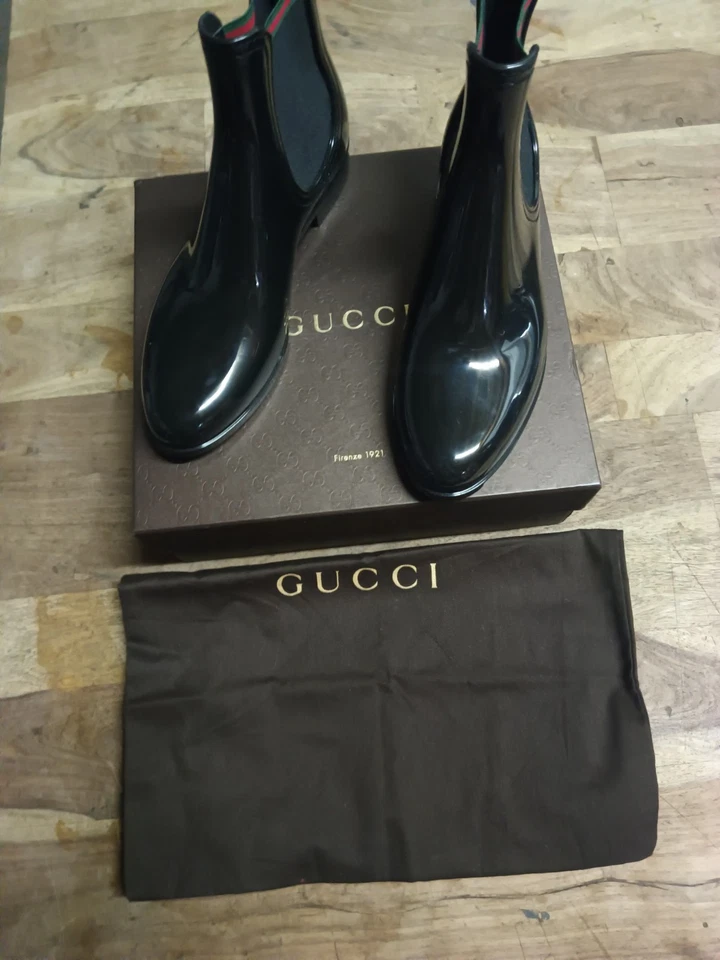 GUCCI Botas de Goma Mujer Negras Talla 40 (10US) Botas de Lluvia Nuevas Foto 3 de 4