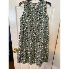 SHEIN Sage Green Polka Dot Tiered Sleeveless Midi Dress with Pockets XL US 12