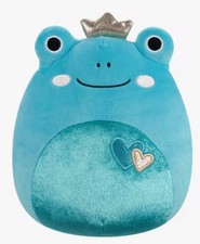 Squishmallows Original 7.5-Inch Ludwig the Teal Frog With Hearts and Crown