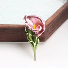 Delicate Elegant Fashionable Enamel Simple Calla Lily Carnation Flower Brooch