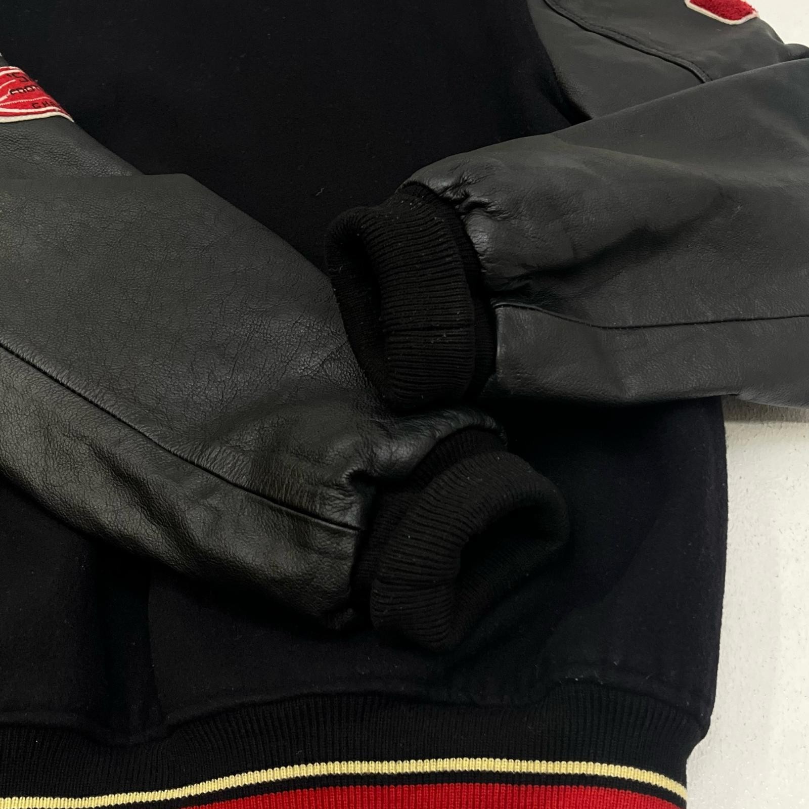 Used Schott Leather Patch Stadium Jacket Black Ka… - image 7