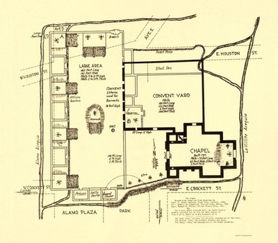 Historic State Map - Texas Revolution Alamo San Antonio - Bowie 1836 - Vintage