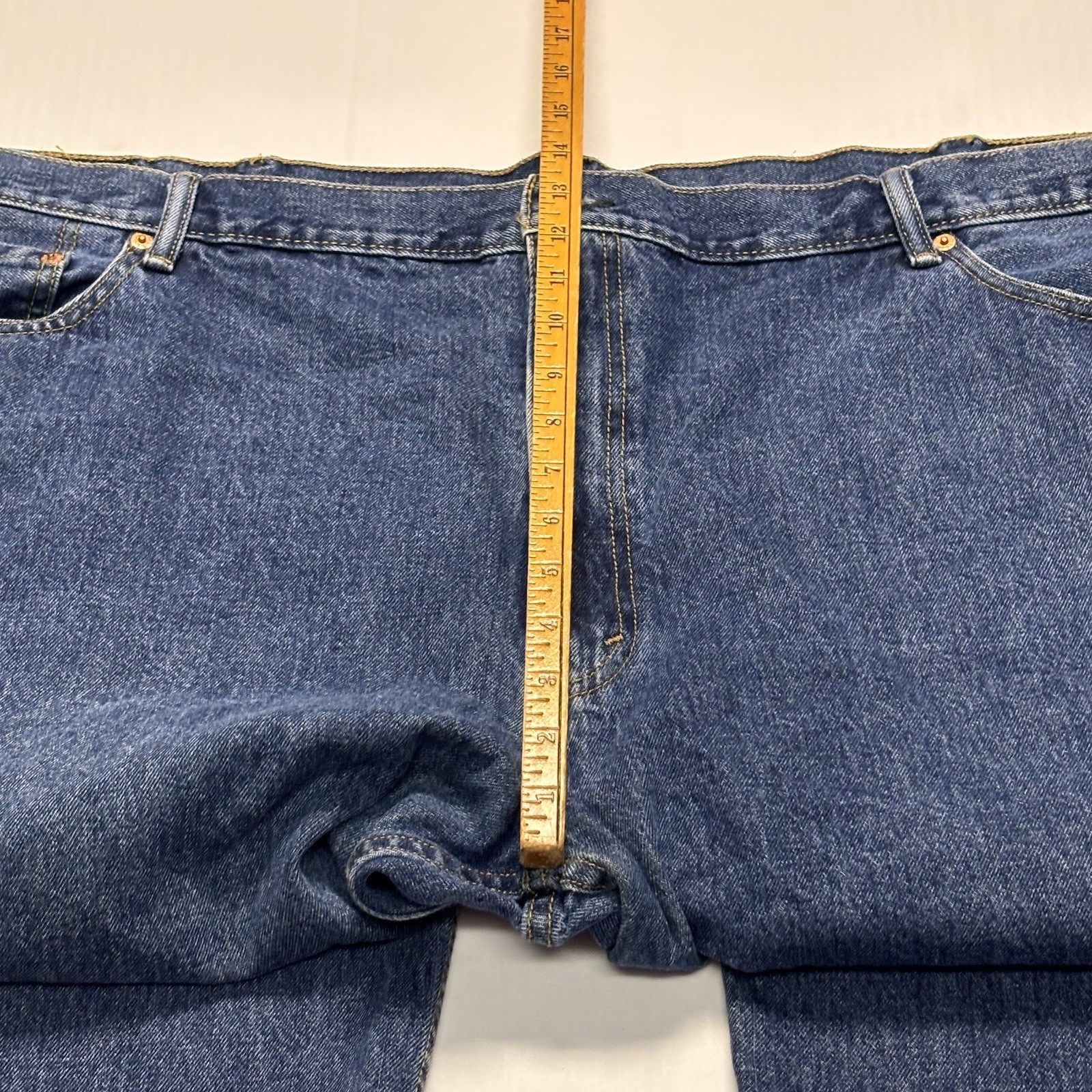 Levis 550 Modified Inseam Denim Jeans Men 52/26 Dark Wash Blue Stretch MODIFIED thumbnail 13