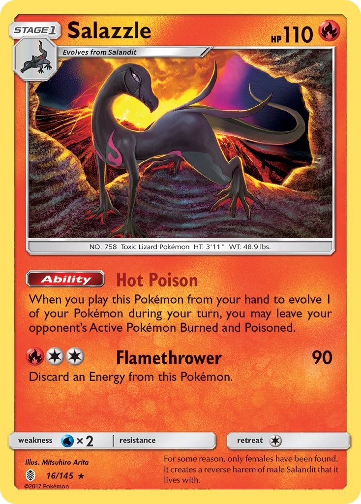 Salazzle Rare 16/145 SM - Guardians Rising Near Mint NM Pokemon EN