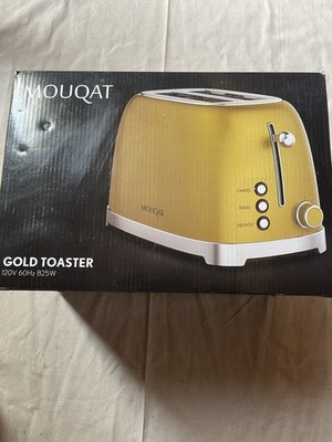 MOUQAT Gold Toaster 2 Slice 825W Electric Bagel Defrost Cancel 120V