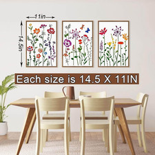 6-PC Wildflower Stencil Painting Large Reusable Floral Design DIY Furniture Wood