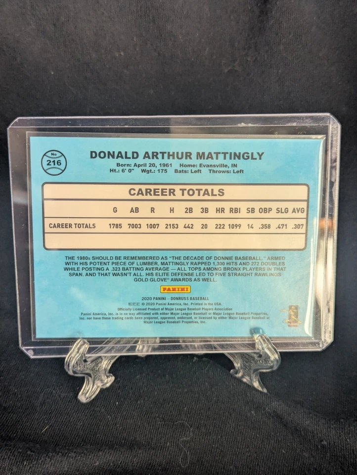 2020 Panini Donruss - Retro 1986 Don Mattingly #216 Yellow - Image 2 of 2