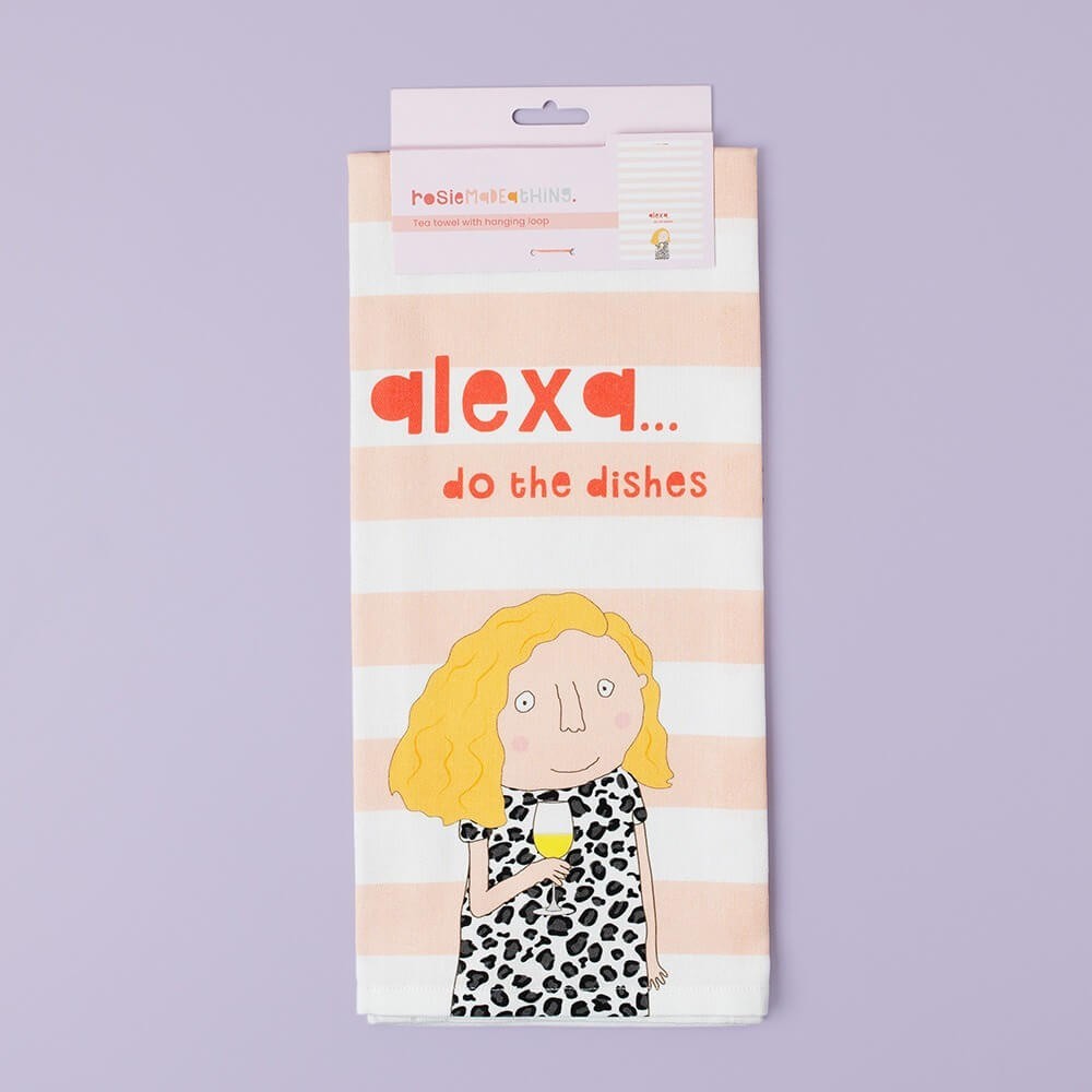 Fun Tea Towel Alexa Do the Dishes Stripe - Rosie Made a Thing Gift Cotton