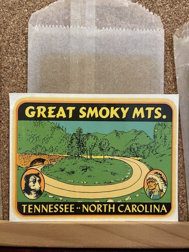 1960S NORTH & SOUTH CAROLINA GREAT SMOKY MOUNTAINS USA SOUVENIR DECALS STICKERS! - Picture 3 of 5