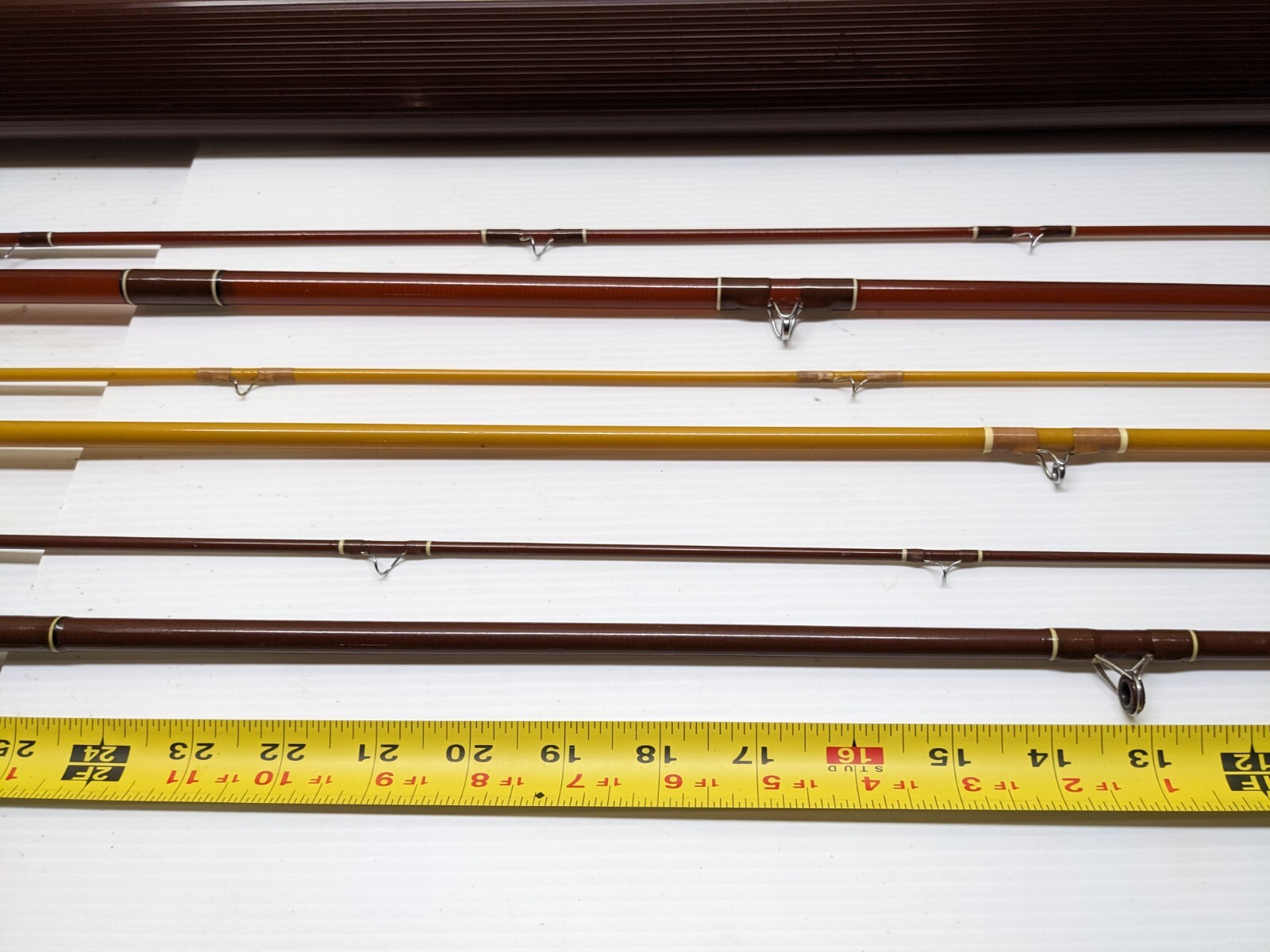 3 Vintage Fenwick Fiberglass Fly Rods w/Random Sleeves and Case Used As