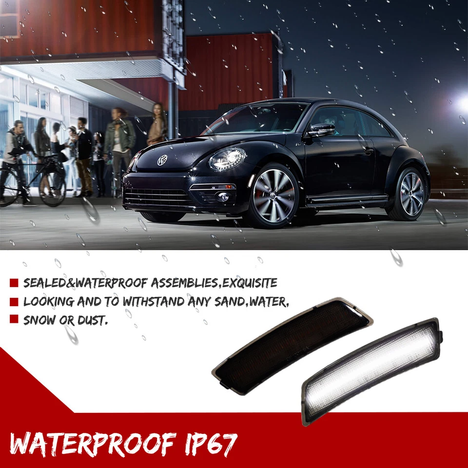 Lente fumê branca luzes indicadoras laterais Full LED para 18-up VW Tiguan, 12-19 Beetle - Imagem 3 de 4