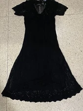 NWT LAUREN RALPH LAUREN WOMENS POINTELLE SHORT SLEEVE NLACK DRESS XS