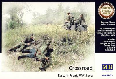 Masterbox 5 Soldiers With Motorcycle BMW R75 East Front Ambush 1:3 5 Model Kit
