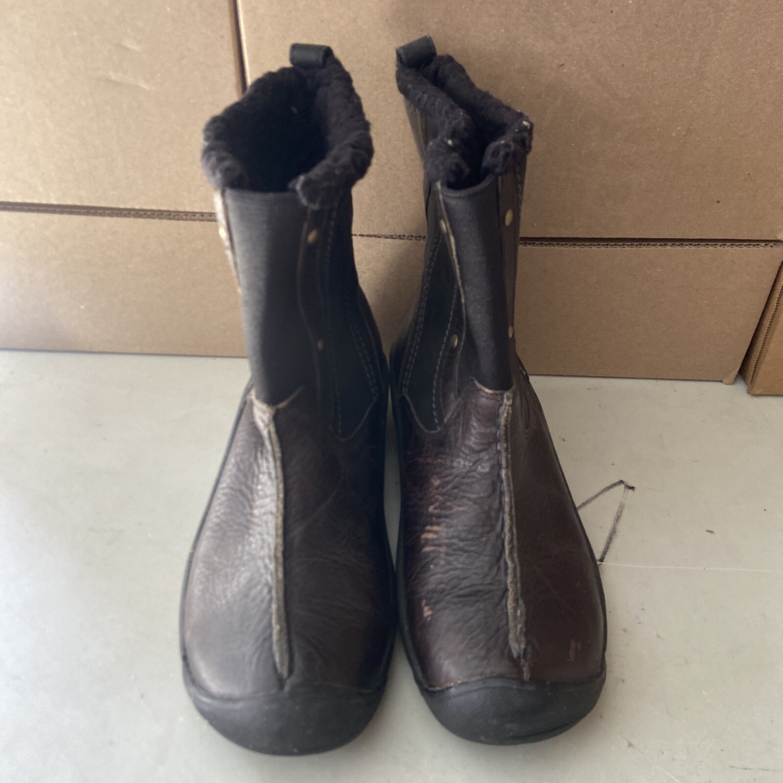 Stivaletti Keen donna US 7 5 neri marroni in pelle foderati sherpa Chester 5441