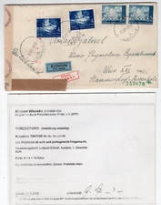 NDH CROATIA GERMAN PUPPET STATE 1943 AIR MAIL EXPRESS COVER TO VIENNA CERTIFICAT