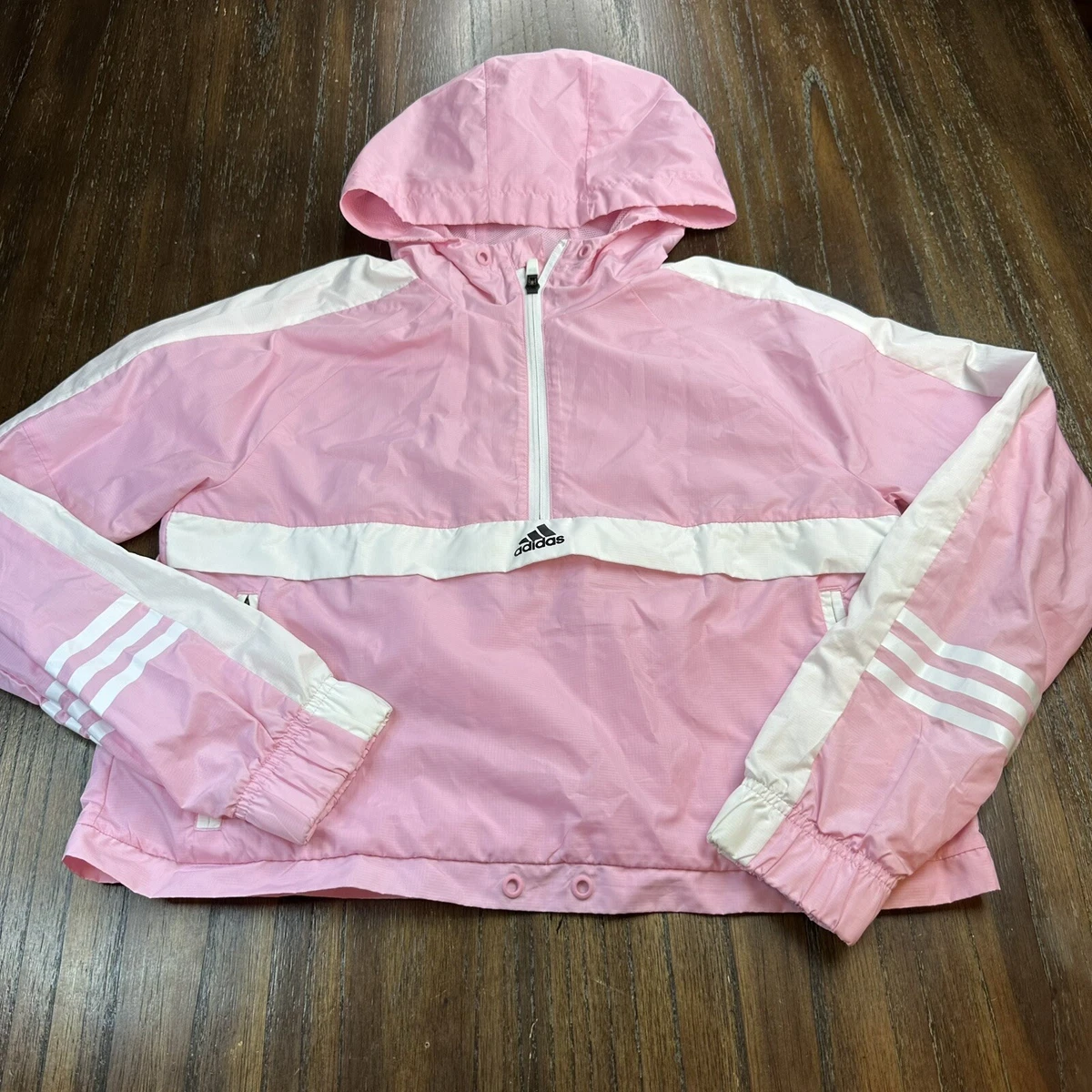 pad vasteland pasta Adidas Pastel Pink WindBreaker Half Zip crop Jacket women&#039;s size XS  *AS IS READ | eBay