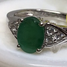 Emerald & Zircon Ring (Sz10) TGW 1.25cts Plat...
