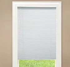 White Cordless Room Darkening Vinyl Mini Blinds with 1 in. Slats-25.5 in. W x 48
