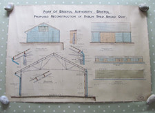ORIGINAL ARCHITECTURAL DRAWING BRISTOL PORT / DOCKS DUBLIN SHED BROAD QUAY 1927