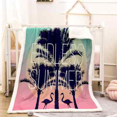Pink Background Bird Gradient 3D Warm Plush Fleece Blanket Picnic Sofa Couch