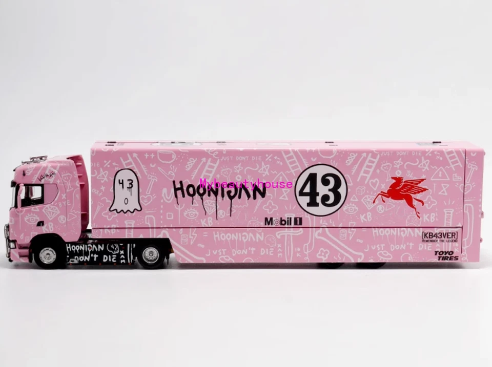 Литая под давлением металлическая модель грузовика 1:64 Scania S730 розовая закрытая двухэтажная - Изображение 3 из 4