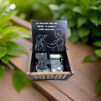 New  La Relación Debe Ser 50/50   Wind Up Hand Made Wooden Music Box